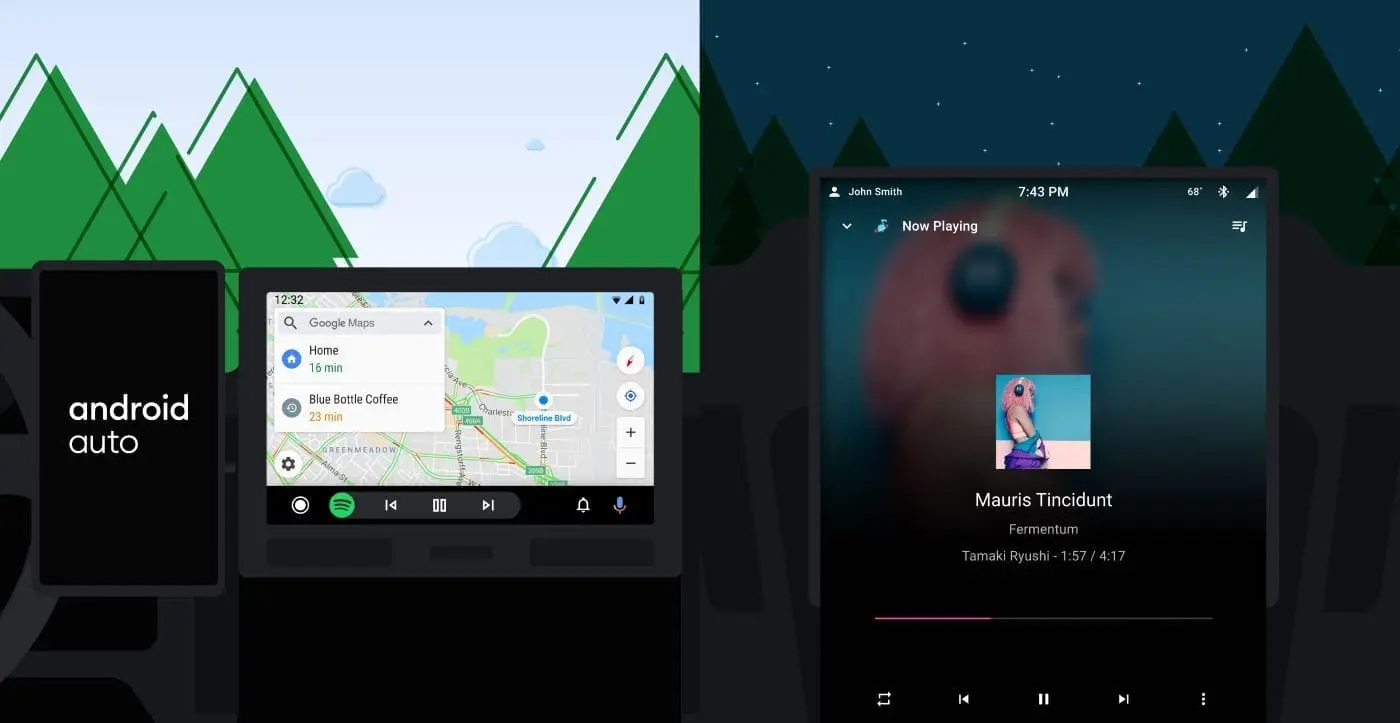 Różne wymiary ekranów Android Auto